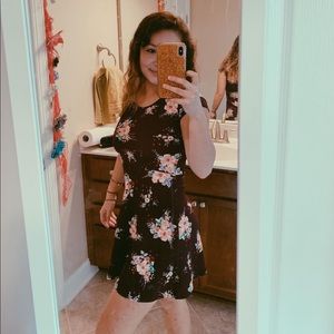 Floral maroon skater dress